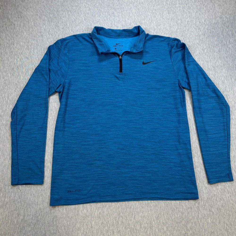 Nike Dri-FIT Half Zip Pullover Long Sleeve Training Shirt Mens Medium Blue